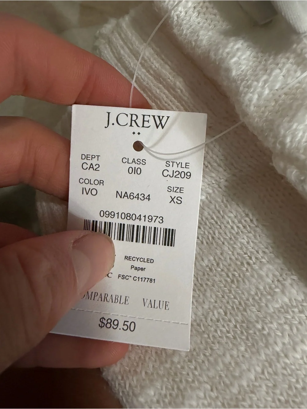 J crew ivory Short-sleeve relaxed beach sweater